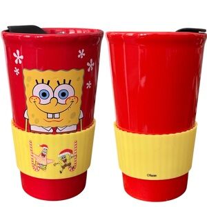 Holiday SpongeBob Squarepants Ceramic Travel Mug Sleeve & Top Collectible
